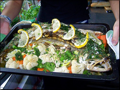 Tablett mit ganzem Zander